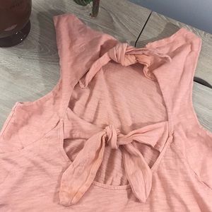 Anthropologie peach tank with tie back